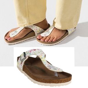 NWB Birkenstock gizeh bs vegan floral slip on thong sandals watercolor flower